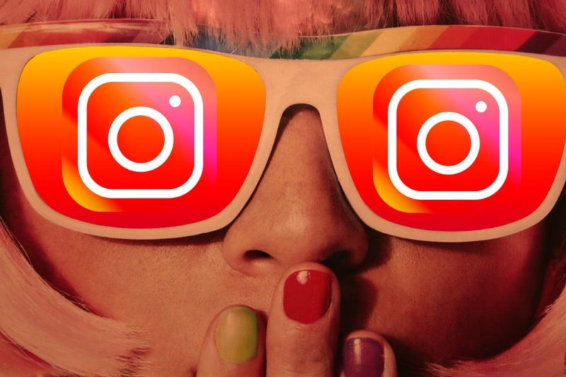 Woman with eyeglasses with Instagram logo