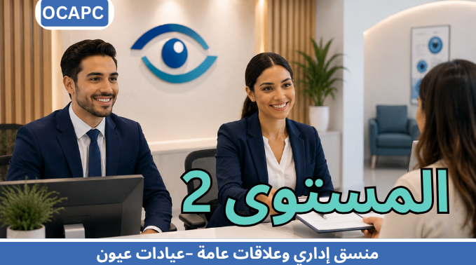 منسق إداري وعلاقات عامة – عيادات عيون المستوي 2 — لوجستيات العيادة والاستشارة الجراحية (باللغة العربية)