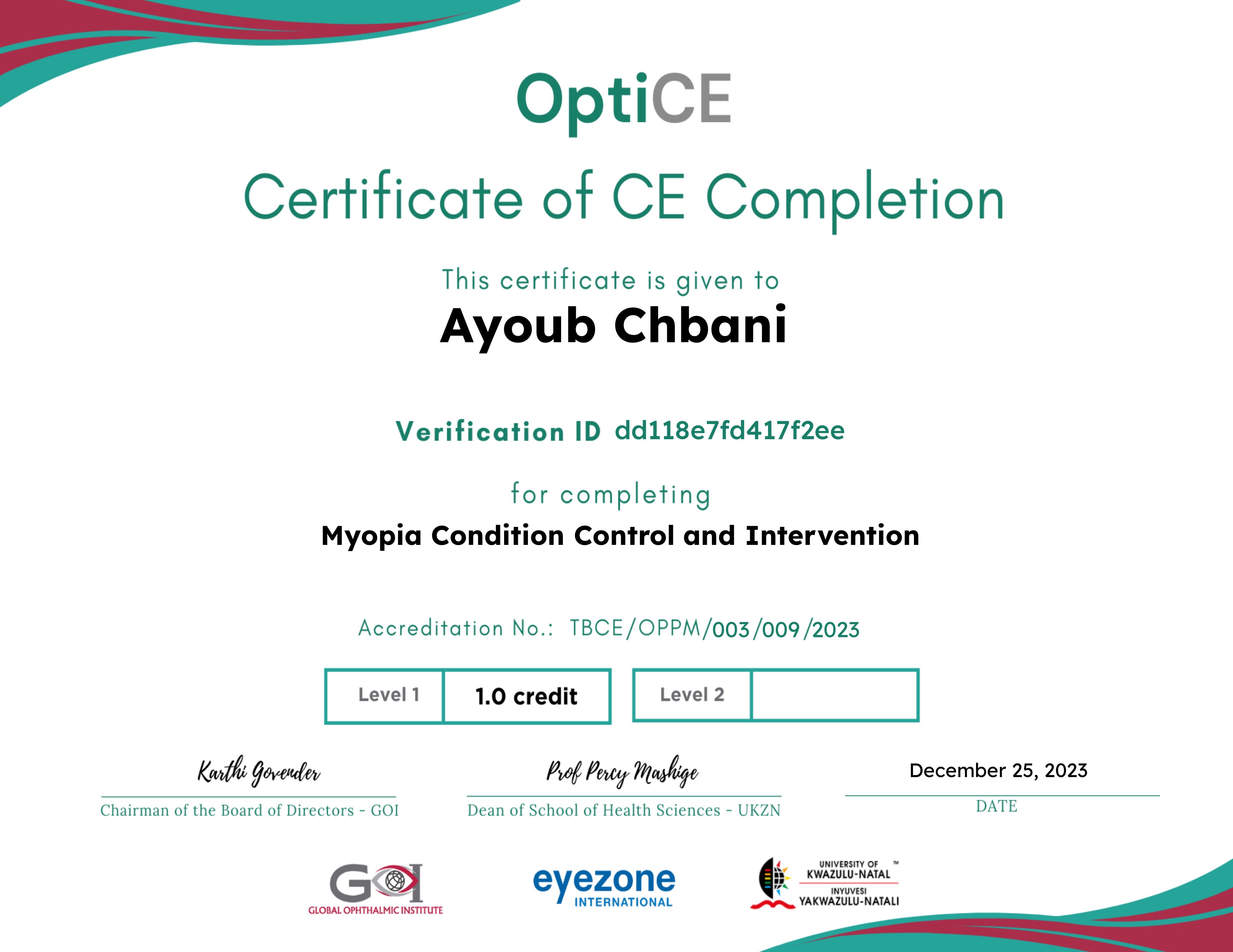 Myopia Condition Control and Intervention